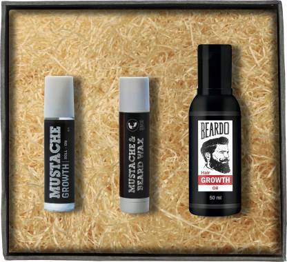 BEARDO Beard & Hair Growth Oil 50 ml - Moustache Growth Roll on & Moustache  Wax Stick Combo Set Of 3 Price in India - Buy BEARDO Beard & Hair Growth Oil