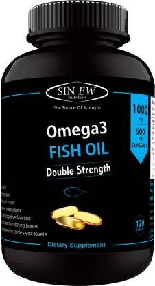 SINEW NUTRITION Omega 3 Double Strength Fish Oil 1000mg (300EPA & 200DHA), 120 Softgels