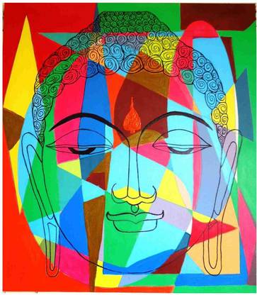 Ravgar Buddha Abstract Art Canvas Painting 12x12 Inch Unframed 30x30cm Rolled Canvas 16 Inch X 12 Inch Painting Price In India Buy Ravgar Buddha Abstract Art Canvas Painting 12x12 Inch Unframed