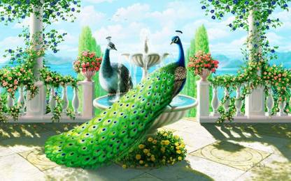 Digital Painting Wall Hd Wallpaper Art Paper Peacock Bird Painting Fine Art Print Art Paintings Posters In India Buy Art Film Design Movie Music Nature And Educational Paintings Wallpapers At