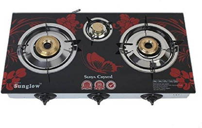 surya crystal 3 burner gas stove with auto ignition price