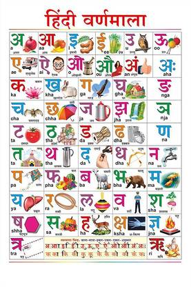 hindi varnmala chart kids learning wall chart hindi alphabet for children educational poster 100yellow paper print decorative posters in india buy art film design movie music nature