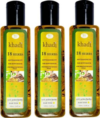 khadi global 18 Herbs Hair Oil With Real Active Herbs 100% Natural & Safe (  Contains No Mineral Oil No Parabens) 100 ml Pack of 3 Hair Oil - Price in  India,
