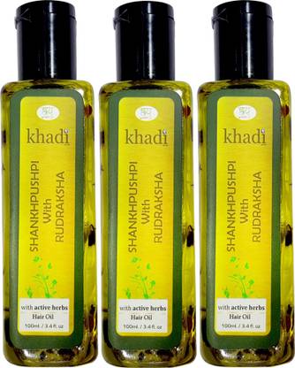 khadi global Shankhpushpi & Rudraksh Hair Tonic Oil with Real Active Herbs 100% Natural & Safe ( No Mineral Oil No Parabens) 100 ml Pack of 3 Hair Oil - Price in khadi global Shankhpushpi & Rudraksh Hair Tonic Oil with Real Active Herbs 100% Natural & Safe ( No Mineral Oil No Parabens) 100 ml Pack of 3 Hair Oil - Price in