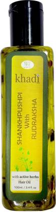 khadi global Shankhpushpi & Rudraksh Hair Tonic Oil with Real Active Herbs  100% Natural & Safe ( No Mineral Oil No Parabens) 100 ml Hair Oil - Price  in India, Buy khadi