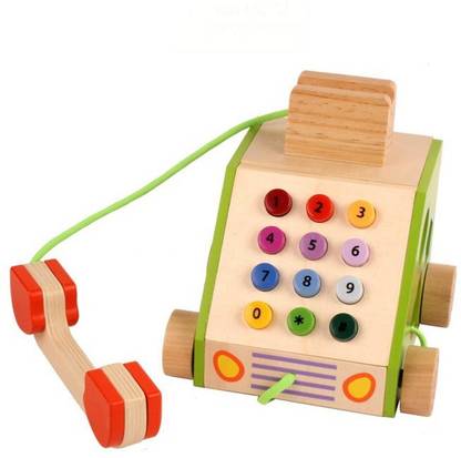 Munchkinz Multifunction Pull Along Telephone Shape Sorter Wooden