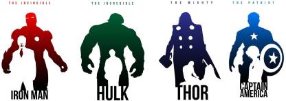 Akhuratha  -captain-america-hulk-comic-character-iron-man-marvel-comicsilhouettes-the-avengers- thor-white-background Wall Poster Paper Print - Comics posters in India -  Buy art, film, design, movie, music, nature and educational  paintings/wallpapers at ...