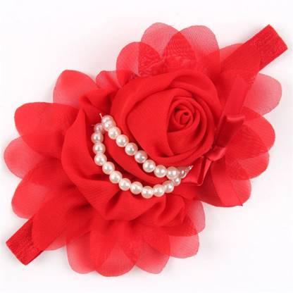 Ziory Red Crown hairband Headband baby Girls toddler girls Pearl Rose  Flower Hair Band Chiffon Lace Headband Ribbon Elastic Hair Accessories  Headwear Hair Clip Price in India - Buy Ziory Red Crown