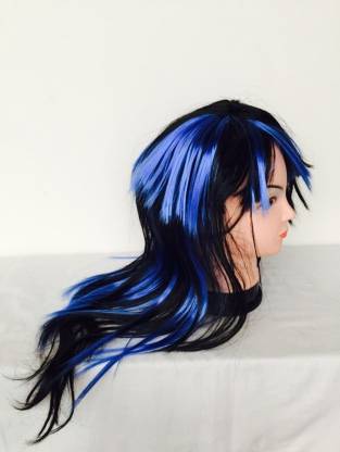 FUNCART Black Long Straight Hair With Blue Highlights - Black Long Straight  Hair With Blue Highlights . shop for FUNCART products in India. |  