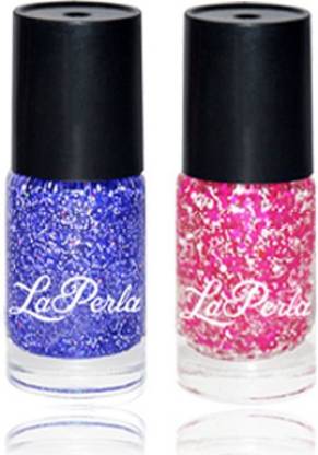 La Perla Pink & Blue Sparkle Nail Paint By Viveka