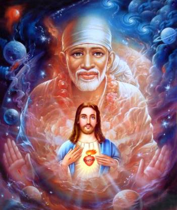 Sai baba with Jesus wallpaper on LARGE PRINT 36X24 INCHES Photographic  Paper - Art & Paintings posters in India - Buy art, film, design, movie,  music, nature and educational paintings/wallpapers at 