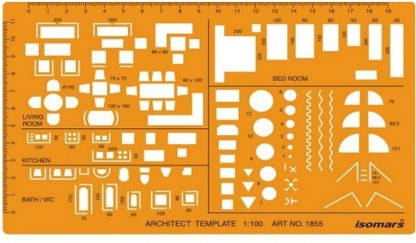 Furniture Layout Symbols for House Interior Planning Metric 1:100 Scale Architect Design Drawing Template Stencil 