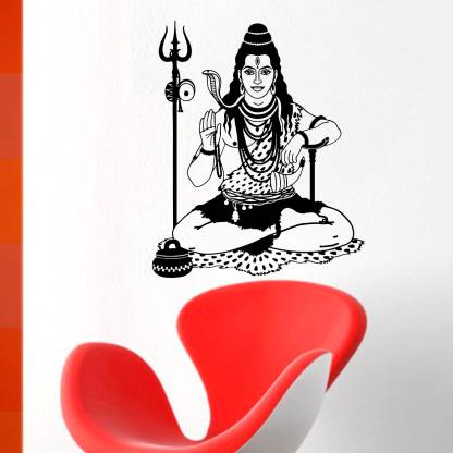RNG 72 cm Lord shiva (bholenath) mahadev wall décor sticker ( Wall Coverage  Area - Height 59 cms X Width 71 cms )(Pack of 1) Self Adhesive Sticker  Price in India -