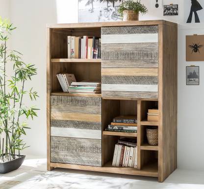 Attic Solid Wood Semi Open Book Shelf, Pre Assembled White Bookcase