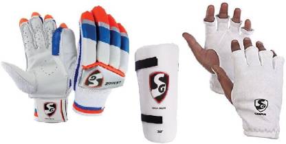 SG Combo of Three one Pair of /'Club/' Cricket Wicket Keeping Gloves and one Pair of /'League/' Inner Gloves Test Elbow Pad Cricket Kit Men/'s
