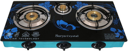 surya crystal 3 burner gas stove with auto ignition price