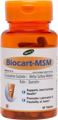 shrey s biocart msm glucosamine msm quercetin rutin 60 tablets for optimal joint cartilage support pain relief