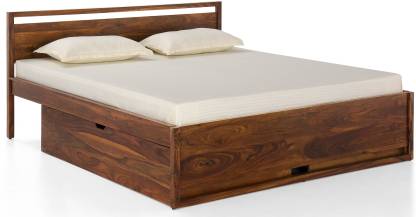 Best Amber Teak Finish Freya King Size Solid Wood Bed – Furnspace