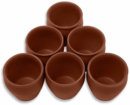 Odishabazaar Clay Tea Kullad & Cup Earthen Products are Goods for Health Set of 6 Pcs 