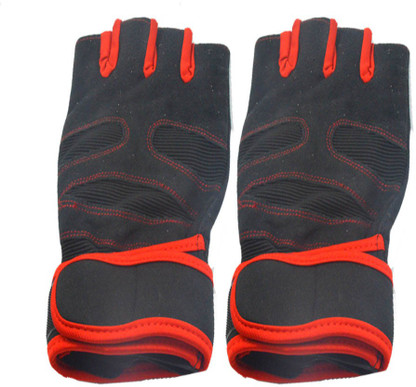 dark red fingerless gloves