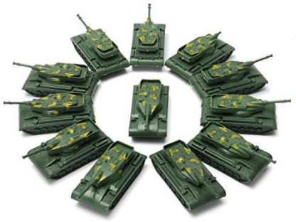 2 pcs Military Tanks Rotating Turret 9cm Toy Soldier Army Men Accessories 