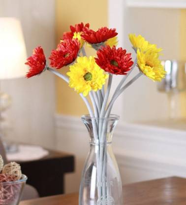 FOURWALLS Artificial Plastic Artificial Garbera Flower Stick (35 cm Tall,  Set of 10, Orange 5, Yellow 5) Yellow Gerbera Artificial Flower Price in  India - Buy FOURWALLS Artificial Plastic Artificial Garbera Flower