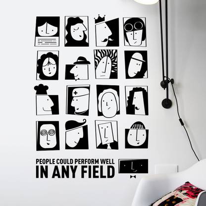 Aquire 60 cm Wall Stickers Modern Art People Faces Motivational Quote