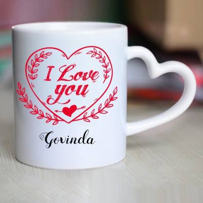 HUPPME I Love You Govinda Heart Handle Ceramic Coffee Mug Price in India -  Buy HUPPME I Love You Govinda Heart Handle Ceramic Coffee Mug online at  