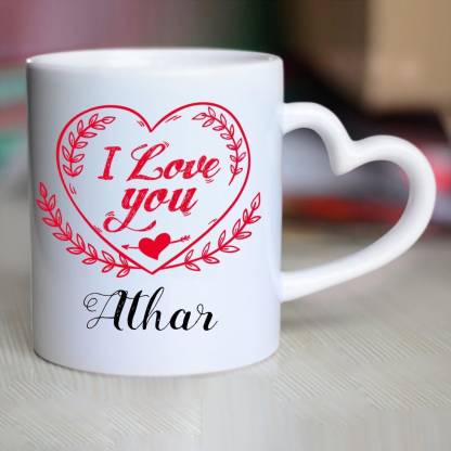 HUPPME I Love You Athar Heart Handle Ceramic Coffee Mug Price in India -  Buy HUPPME I Love You Athar Heart Handle Ceramic Coffee Mug online at  