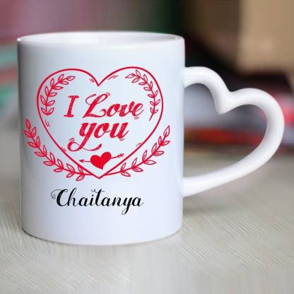 HUPPME I Love You Chaitanya Heart Handle Ceramic Coffee Mug