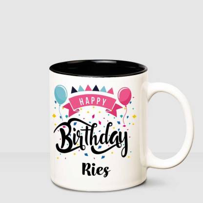 HUPPME Happy Birthday Ries Inner Black printed personalized coffee mug Ceramic Coffee Mug
