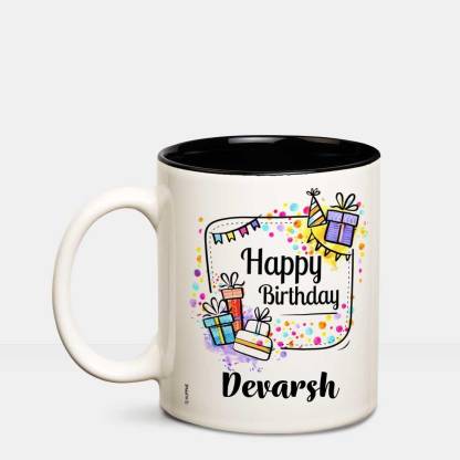HUPPME Happy Birthday Devarsh Inner Black coffee name mug Ceramic Coffee Mug