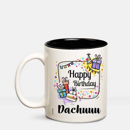 HUPPME Happy Birthday Dachuuu Inner Black coffee name mug Ceramic Coffee Mug