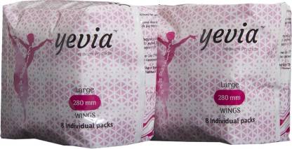 Yevia Sanitary Napkin(Anion) Combo Pack 16 Pads (8 pads/pack of 2) Ex.Large 280 mm Sanitary Pad