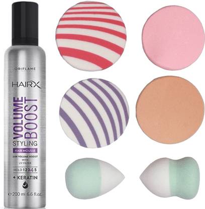 Oriflame Sweden HairX Volume Boost Styling Hair Mousse 200ml(30550) With  Puff Sponge Price in India - Buy Oriflame Sweden HairX Volume Boost Styling  Hair Mousse 200ml(30550) With Puff Sponge online at 