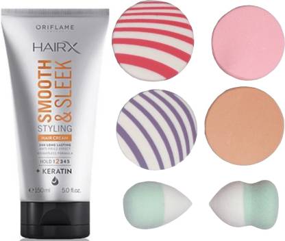 Oriflame Sweden HairX Smooth & Sleek Styling Hair Cream 150ml(30881) With  Puff Sponge Price in India - Buy Oriflame Sweden HairX Smooth & Sleek  Styling Hair Cream 150ml(30881) With Puff Sponge online
