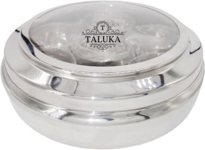 Indian Masala Dabba 8 Inch Stainless Steel Round Spice Box Kitchen Masala Dabba 7 Compartments Double Lid 