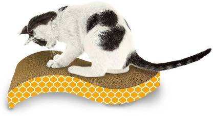 B Blesiya Curved Wave Scratch Board Pet Cat Light Weight Scratcher Toy for Cats Fun Healthy