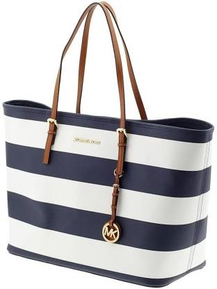 Total 30+ imagen michael kors blue and white tote