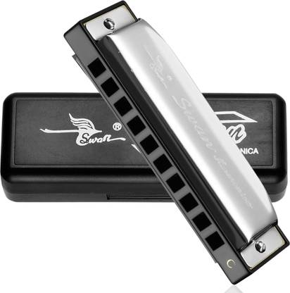 Swan Harmonica 10 Holes Key of C Mouth Organ galactic w Case