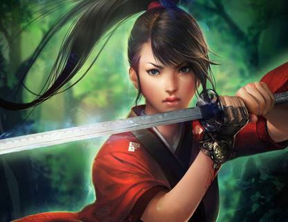 Athahdesigns Anime asians-brunettes-drawings-jade-empire-katana-samurai