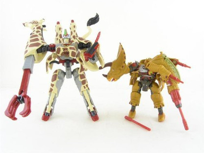 Takara Transformers Beast Wars Neo Longrack vs Guiledart DX-01 Giraffe Tricera 