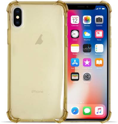 ACCZOO Back Cover for APPLE iPhone X (IPHONE 10 )- Gold Shockproof  Transparent Soft TPU Gel Rubber Hard Edge Corner Defender Clear Phone Case  Gel Cover - ACCZOO : 