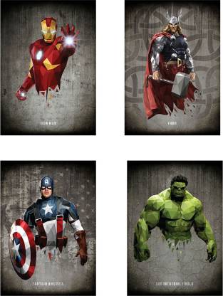Marvel Superheroes Avengers set of 4 | 8 inches X 12 inches | 300 gsm high  quality Abstract design Print Poster Photographic Paper - Comics posters in  India - Buy art, film,