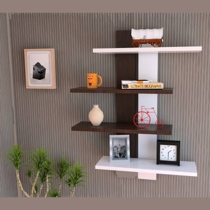 Decorestonia Wall Hanging Shelf Book, White Wooden Wall Mounted Book Shelves