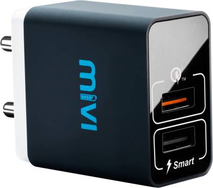 Mivi Quick Charge Dual Port Wall adapter 5 A Multiport Mobile Charger with Detachable Cable