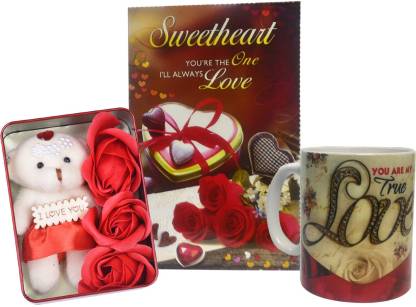 Natali Traders Greeting Card, Mug, Soft Toy, Artificial Flower Gift Set