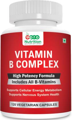 PRONUTRITION B Complex Vitamins - ALL B Vitamins Including B12, B1, B2, B3, B5, B6, B7, B9, Folic Acid - Vitamin B Complex Supplement for Stress, Energy and Healthy Immune System 120 Veg capsules