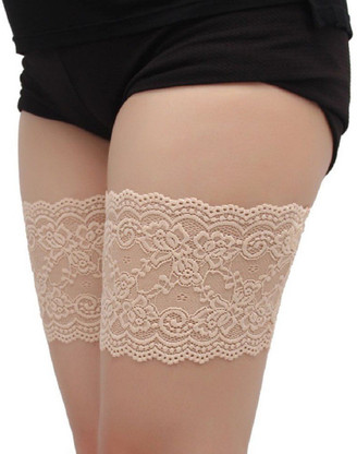 ANNES Women elastic thigh bands anti-chafing prevent thigh rubbing satin and lace lined protector anti-slip silicone 