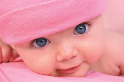 Cute Blue Eyes Baby With Pink Cap HD Wallpaper Cute Little Babies Paper  Print - Children posters in India - Buy art, film, design, movie, music,  nature and educational paintings/wallpapers at 